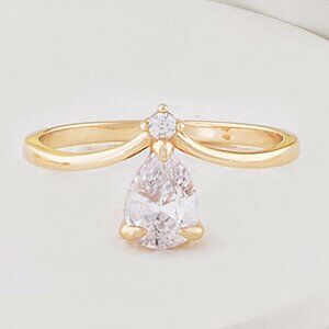 Gold Wishbone Ring, 925 Sterling Silver, 10k Gold Finish Charmed Aroma